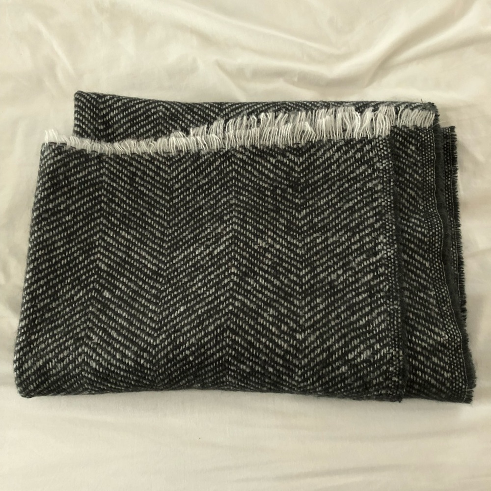 Grey herringbone blanket scarf. Worn twice.
